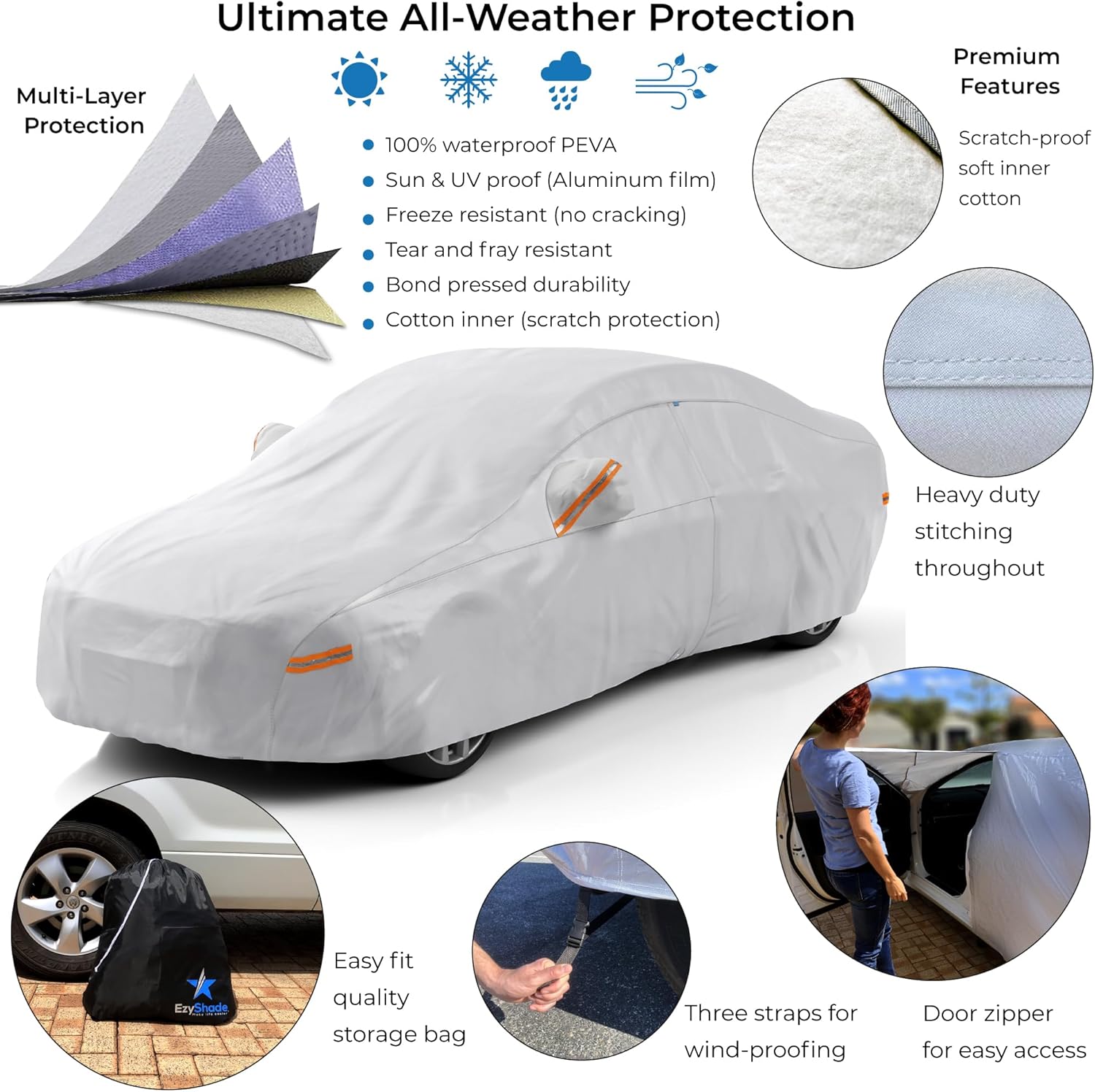 EzyShade 10-Layer Car Cover Waterproof All Weather